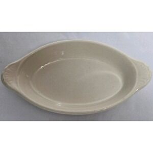Vintage Hall 528 White Oval Handled Casserole Baking Dish Impressed Backstamp